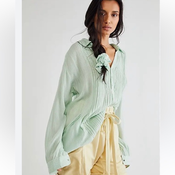 Free People FP ONE Waverley Stripe Tunic stripe blue white size medium - Picture 14 of 14